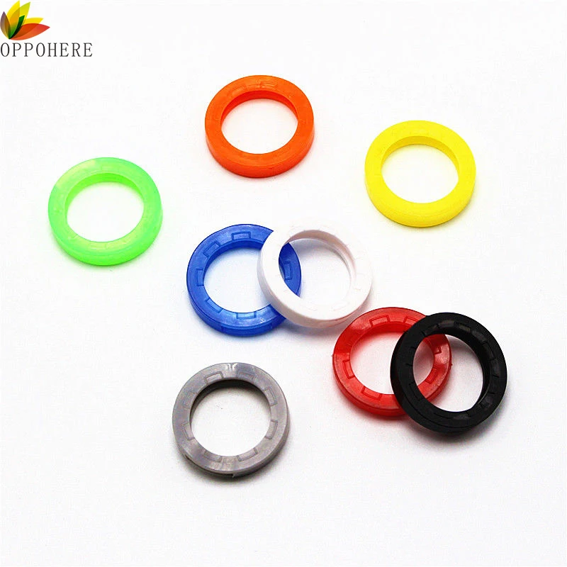 OPPOHERE 8pcs/16pcs Mixed Color Hollow Rubber Key Covers Multi Color Round Soft Silicone Keys Locks Cap Elastic Topper Keyring