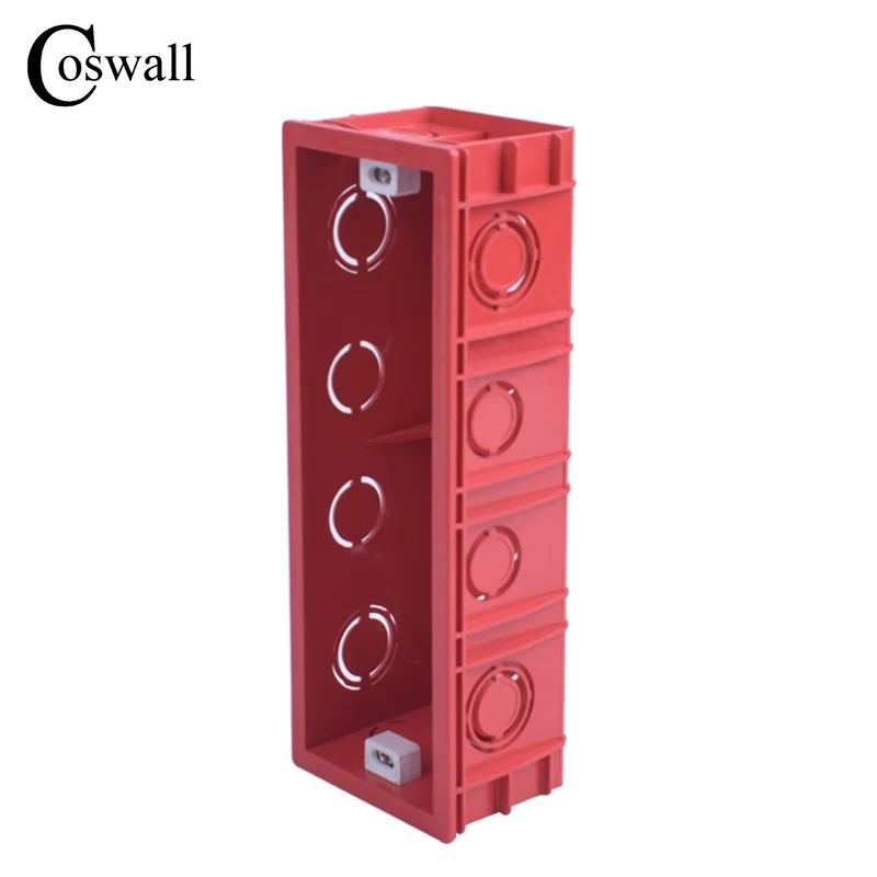 Coswall 마운팅 박스 내부 카세트, 표준 스위치 및 소켓 레드 컬러, 186mm * 67.5mm * 50mm, 197mm * 72mm