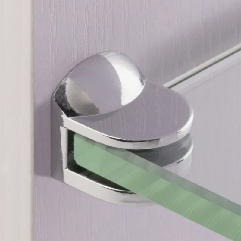 Zinc Alloy material Chrome color 5-8mm glass shelf support Heavy Duty glass holder with silicon bumper