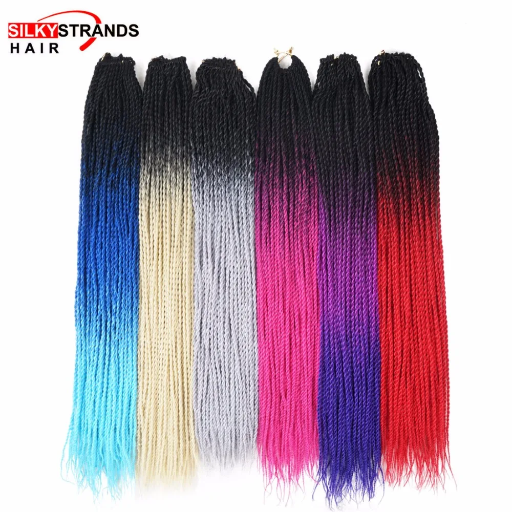 Silky Strands Ombre Braiding Hair Senegalese Twist Crochet Hair Extensions Synthetic Crochet Braids Grey Blonde Colors