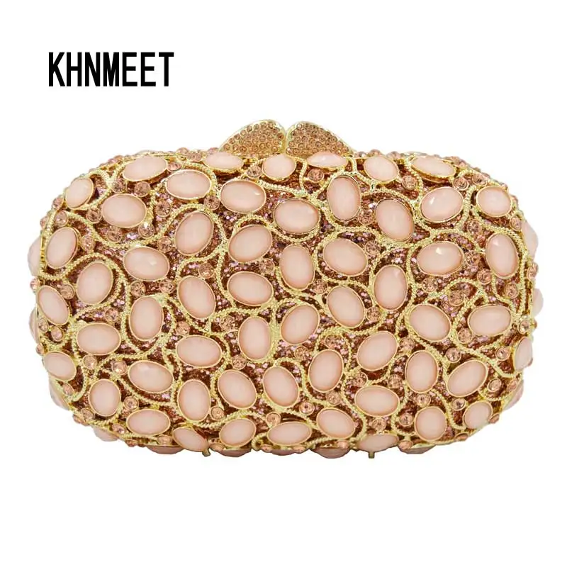 Rose Gold Fashion Chain Clutch Evening Bag champagne Luxury Party Prom banquet Purse Ladies Day Clutches SC619