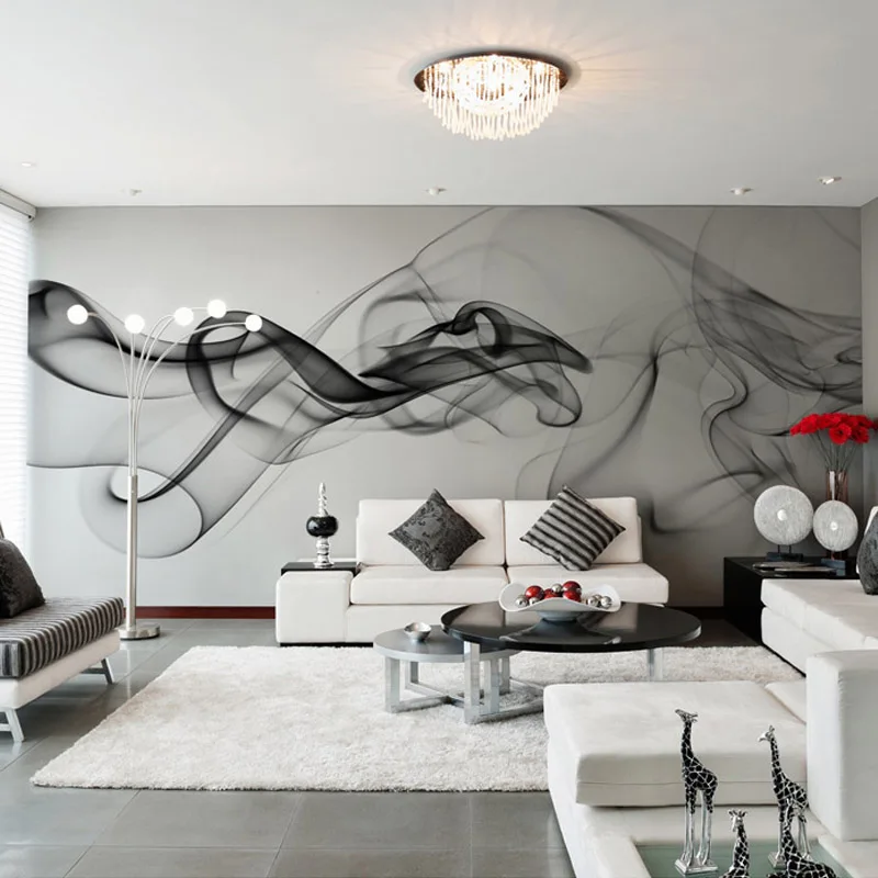 Custom Photo Wallpaper Modern 3D Wall Mural Wallpaper Black White Smoke Fog Art Design Bedroom Office Living Room Wall Paper