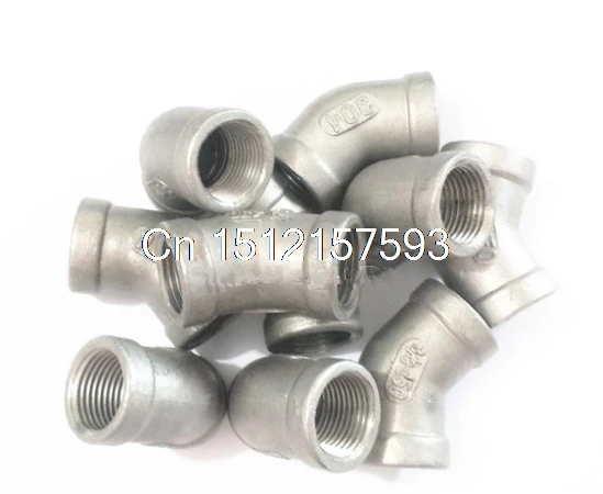 

10pcs 45 Degree Elbow 3/8" BSPP Threaded Female 304 Stainless Steel Connector