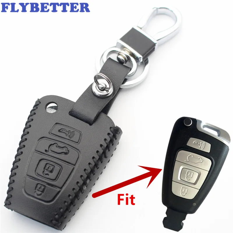 FLYBETTER Genuine Leather 4Button Remote Key Case Cover For Hyundai Veracruz Car Styling  L500