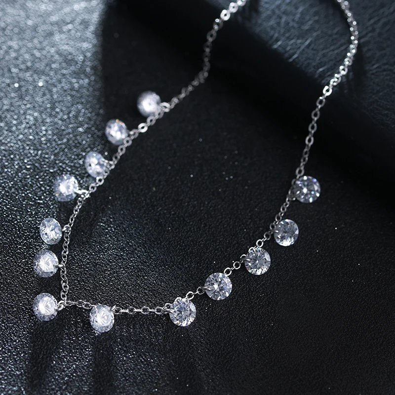 Fashion Shiny Zircon Star Women Platinum Plated Short Chain Ladies Necklace Jewelry Wedding Gift Promotion