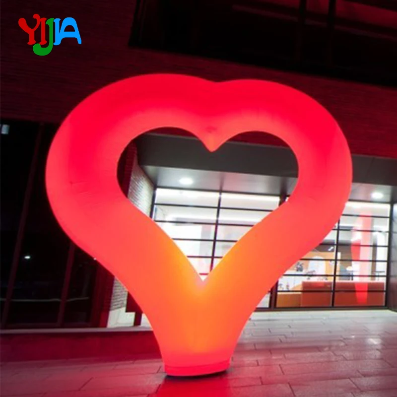 2M Large Inflatable LED Heart with 16 Color Changing Lights Model for Valentines' Day Wedding Party Wedding Photography Shop