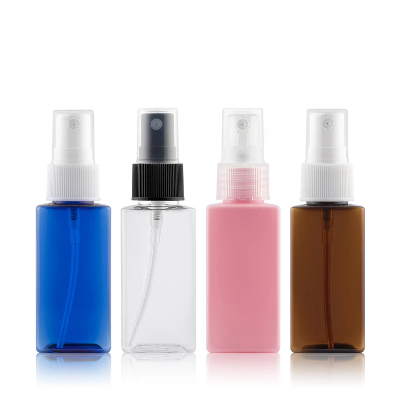 

30ml 50pcs/lot Clear/Blue/Pink/Brown/Green Plastic Spray Pump PET Square Bottle Perfume Travel Cosmetic Container