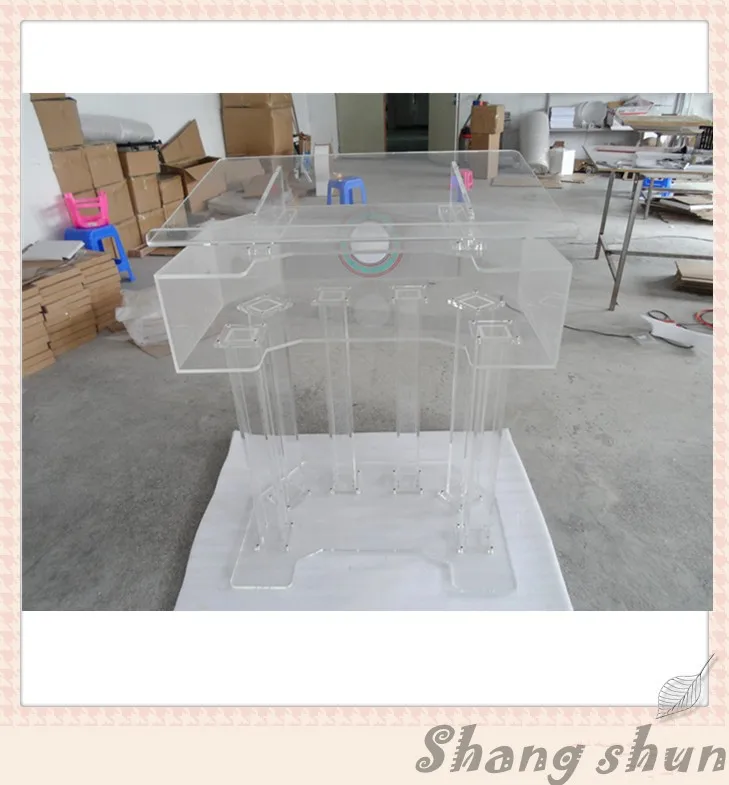 Grote Plexiglas Lessenaar Podium, Conferentie Lessenaar/Rostrum Acryl Lessenaar Podium, Moderne Kerk Podium, Kerk Clear Lessenaar