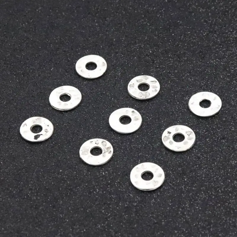 50 stücke silberne Farbe runde Metall perle dünne Dichtung lose Abstand halter Perle für Schmuck finden Loch 4mm Größe 12mm DIY Schmuck Zubehör – Detail 6