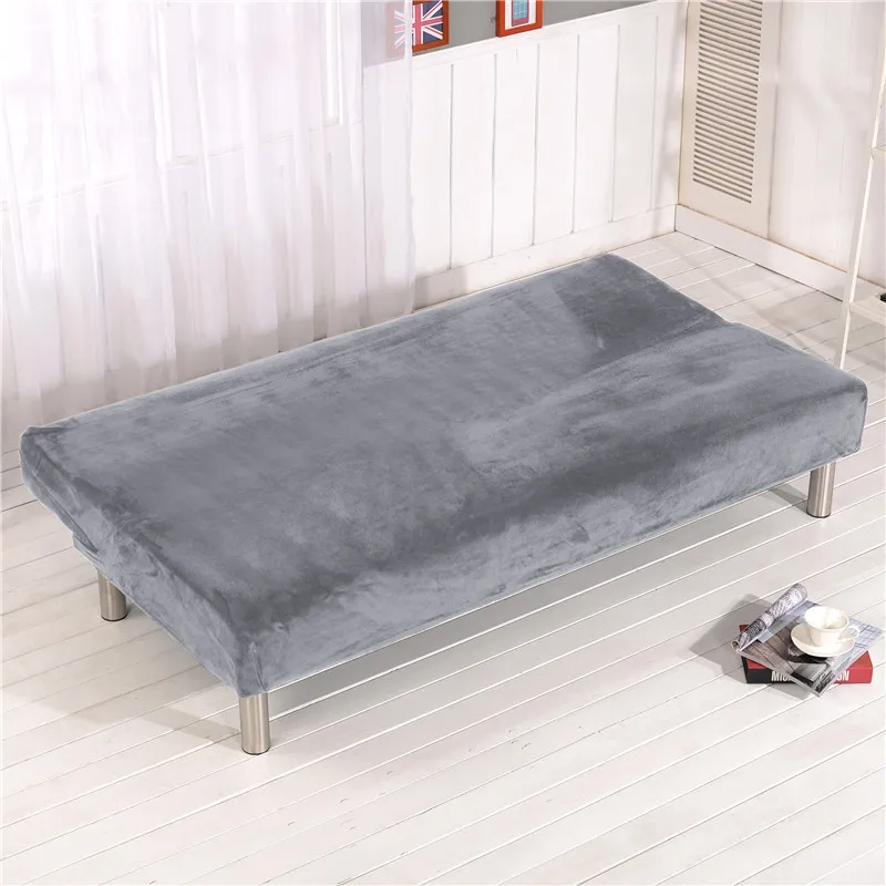 Plush Armless Lazy Sofa Cover, Folding Sofa Mattress Cover, Winter Thick Stretch Dustproof Sofa Cover