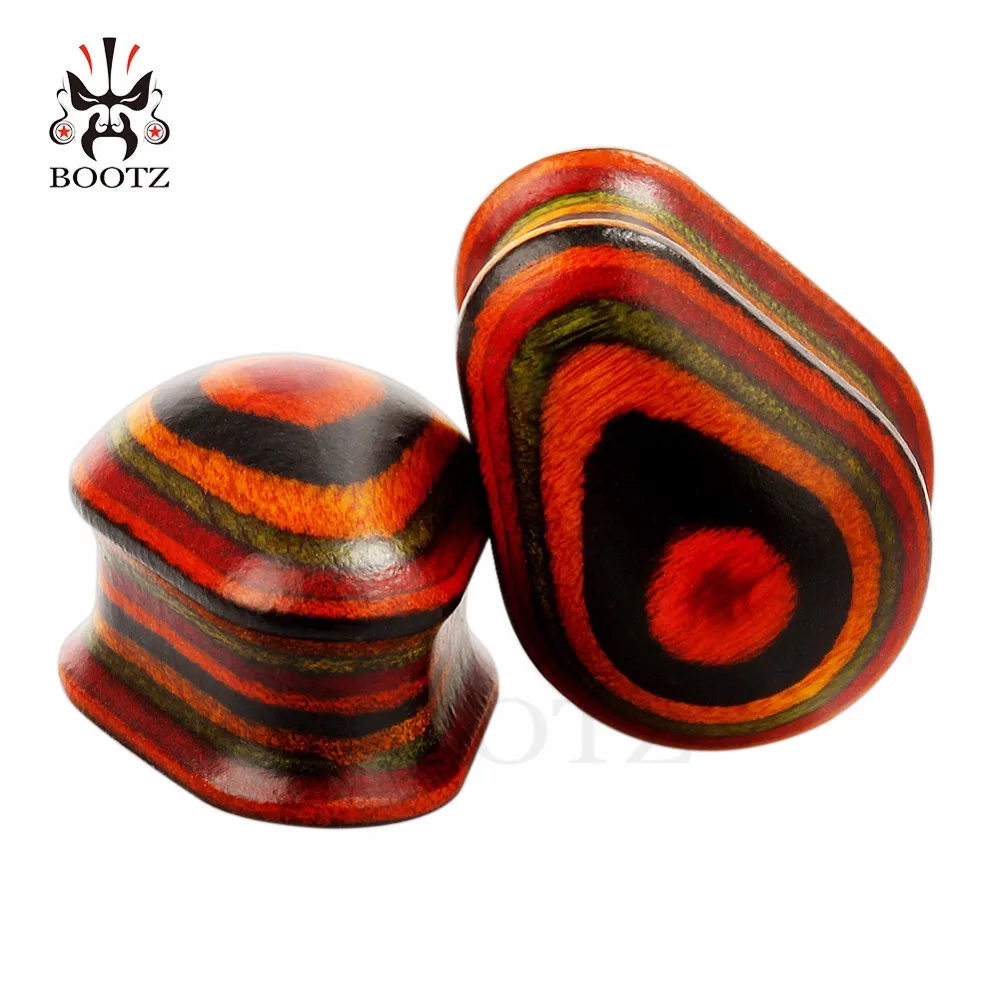 colorful wood ear expander water drop style ear tunnel body jewelry ear plugs 2pcs pair selling 8mm to 25mm gauges