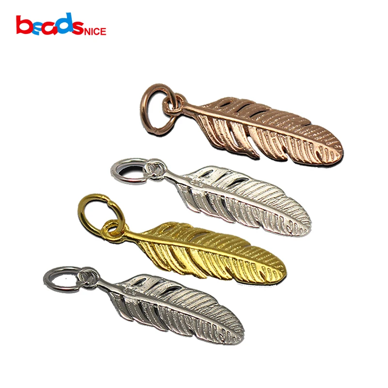 

Beadsnice ID28433 top quality sterling silver charms wholesale 925 silver pendant charms Feather Charm sale in factory price