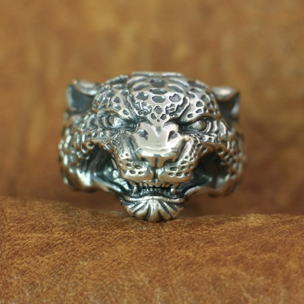 

Details 925 Sterling Silver Leopard Panther Ring Mens Biker Ring TA151 US Size 7~15