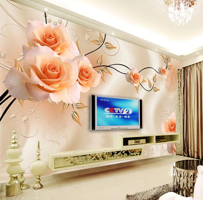 

Wallpaper background wall TV large modern minimalist wallpaper mural living room bedroom warm wedding room roses