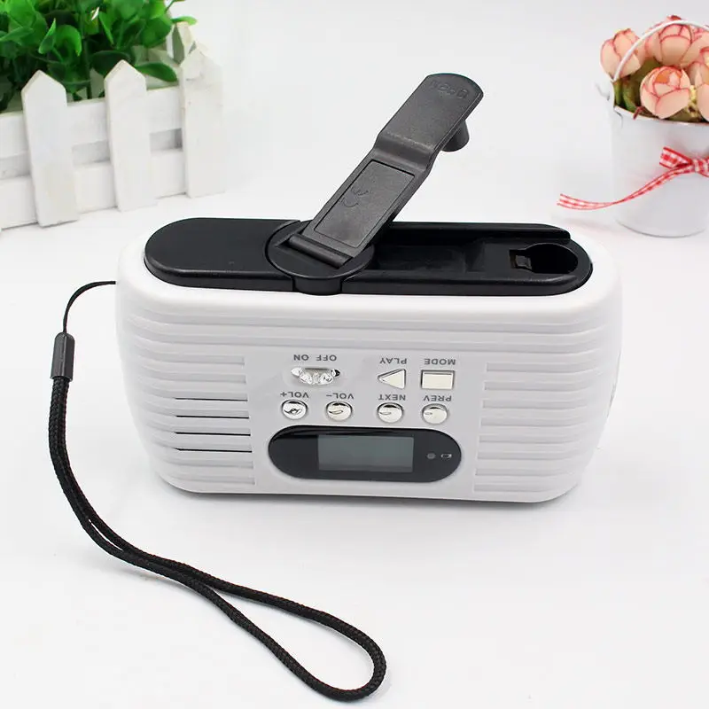 

Portable AM FM Radio LED Light USB Phone Charger Solar Energy Hand Shake Lithium Battery Powered Outdoor power Bank With Speaker