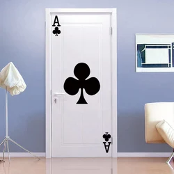Creative Playing Cards Ace Of Clubs Door Wall Sticker Bedroom Living Room Home Decor Mural Wallpaper Self-adhesive Art Decals