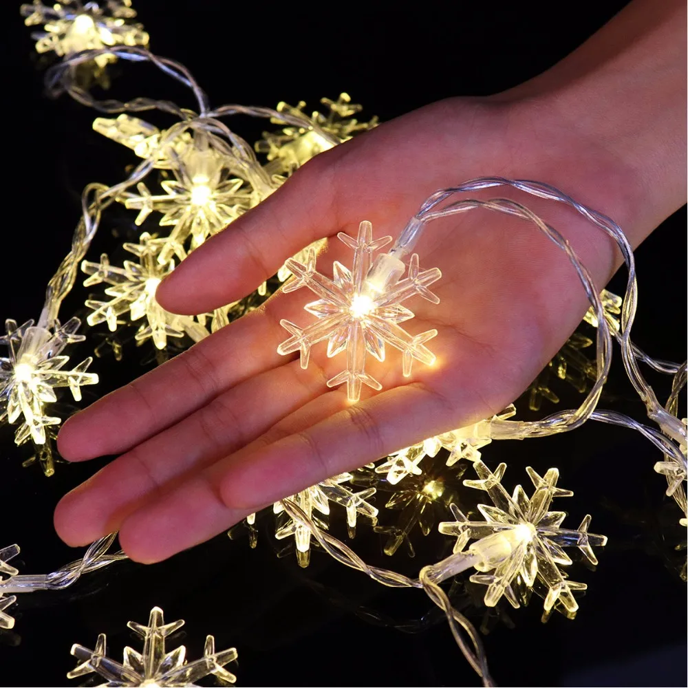 

2M/3M/8M Snowflake Battery powered String lights Fairy Lights Window Garland decorations wedding Christmas decorative lights