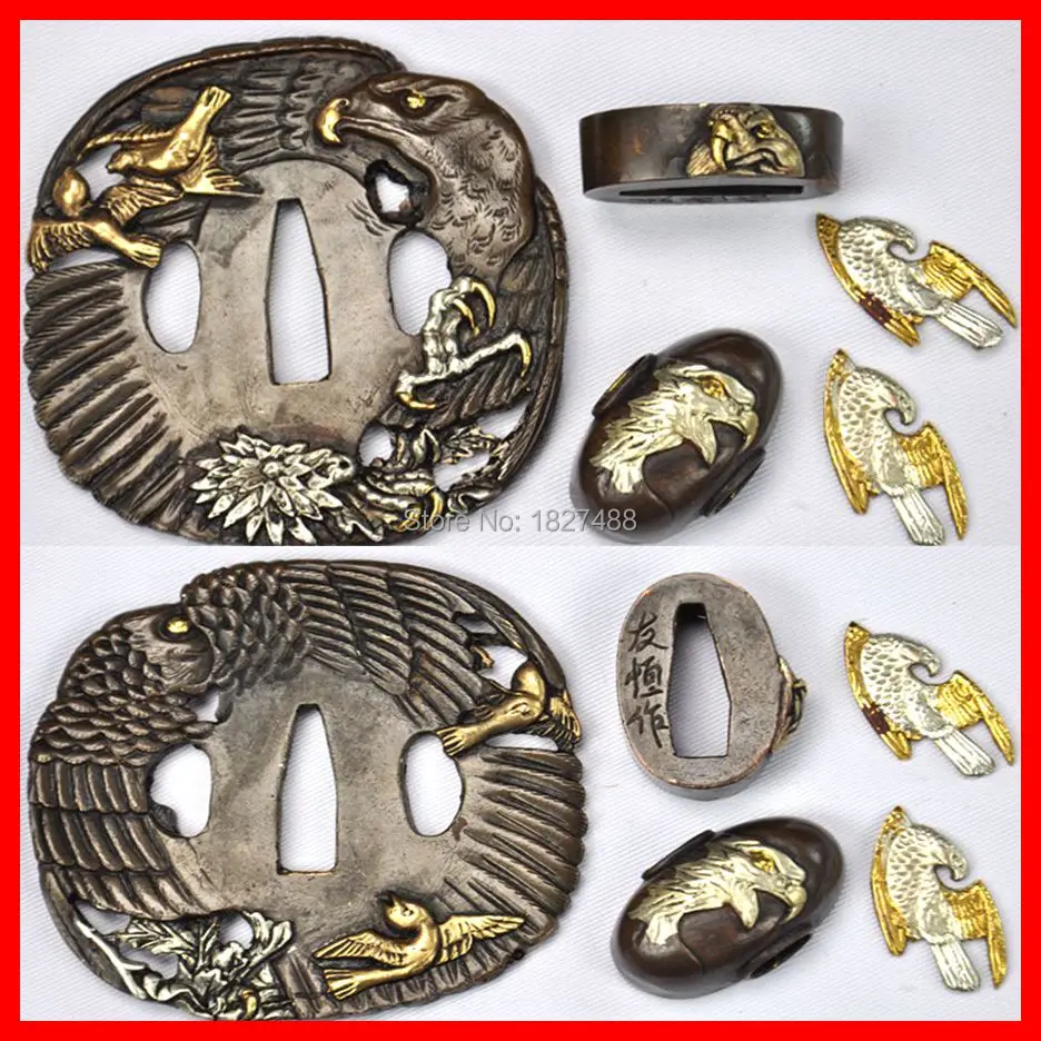 High Quality Handmade Katana fitting Brass Guard Tsuba For Japanese Sword Accessory A Set W/Eagle Theme