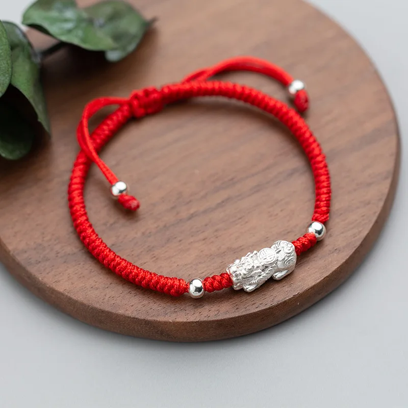 La Monada Brave Troops Red Thread For Hand 925 Sterling Silver Bracelet Red Thread String Rope Bracelets For Women Silver 925