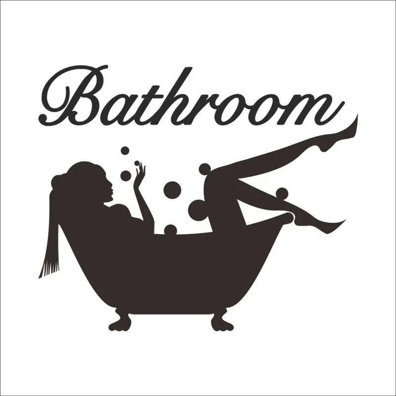 Woman Bathing Pattern Vinyl Stickers For Bathroom Shower Roon Door Decoration Creative Wall Mural Art Diy Home Decals