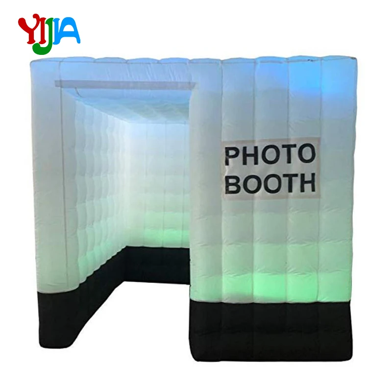 

Hot 2.5m One Door Inflatable Photo Booth backdrop With LED lights and Inner Air blower Air cube Tent For Wedding, Party, Event