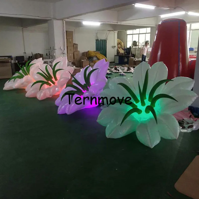 

led inflatable flower,decorate rose lily lotus flower replica with changing color light for stage/party decorationor