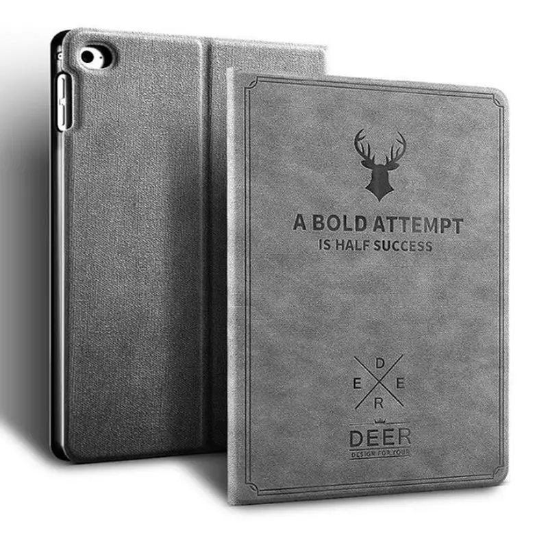 Funda de cuero PU con patrón de ciervo para Apple iPad Air 1, 2, 9,7 pulgadas, soporte magnético, funda de cuero PU para Apple iPad 5, 6, funda + película + bolígrafo