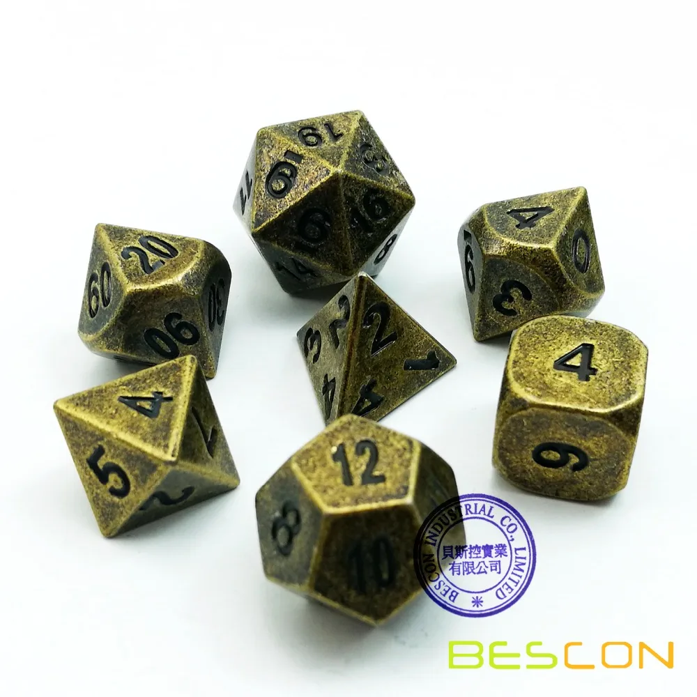 

Bescon старинный латунный твердый металлический многогранный D & D кости Набор из 7 старинных медных металлических РПГ ролевых игр игральные кости 7 шт набор