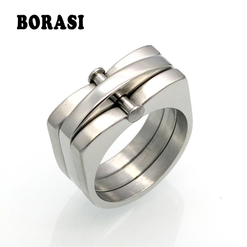 BORASI New Tide Brand Hip Hop Ring Men Women Unisex Vintage Ring Stainless Steel Mens Fashion Chunky Finger Bling Hip Hop Ring