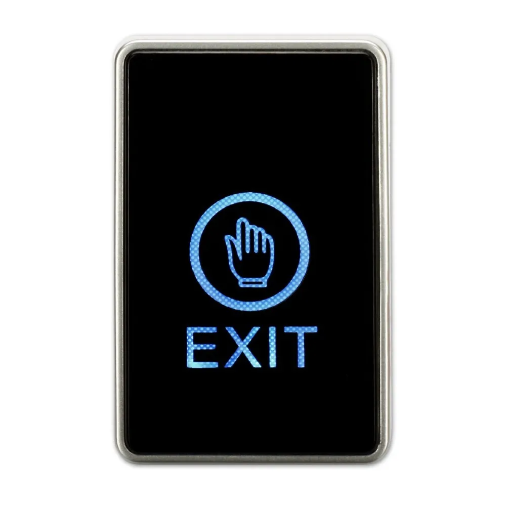 Door Exit Button Blue Lighting Black Color for Access Control Touch Release Switch