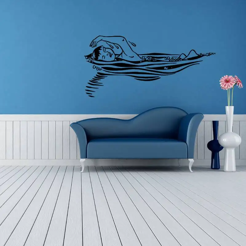 Swim Sticker Kid Swimmer Decal Boy Swimming Posters Vinyl Wall Decals Pegatina Decor Mural Swim Sticker