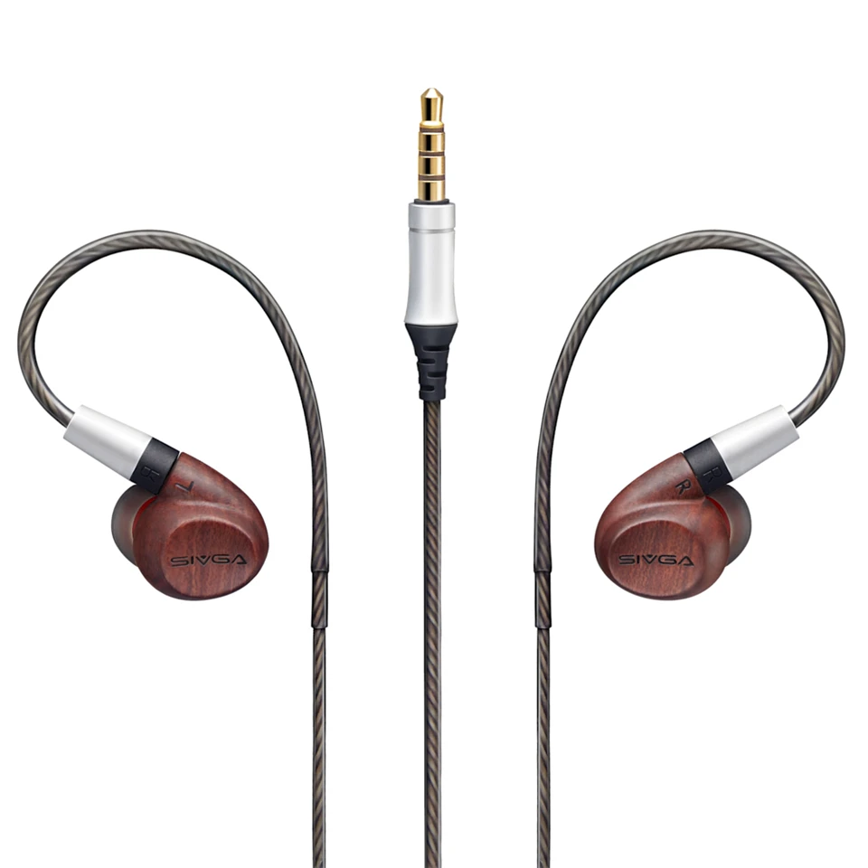 SIVGA SW001 In-ear Wooden Earphone Hifi Wired Monitor 2 Unit Balanced Armature & Dynamic Driver Earbuds Earpiece