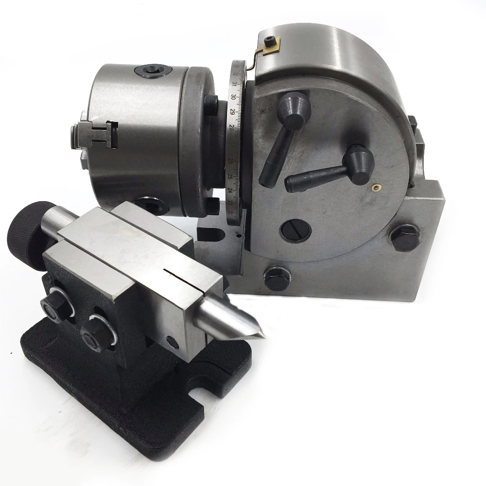 BS-0 Precision Dividing Head +Tailstock 100mm 3-Jaw Lathe Chuck & Dividing Plates CNC Milling Universal Dividing Head Tail Stock