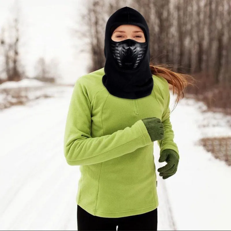 Face Cover Outdoor Winter Warm Bicycle Climbing Skiing Windproof Carbon Filter Thermal Fleece Balaclava Head Protector