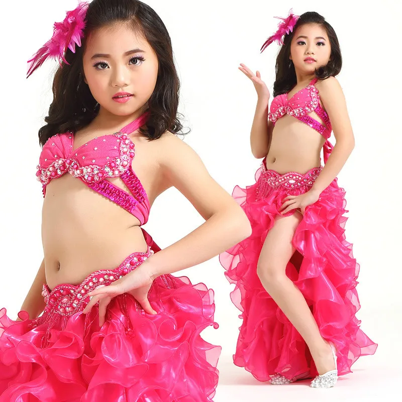 New Style Belly Dance Costume Clothes Wear Kids Dance Child Bellydance Children Gift Indian Dance 3pcs Bra&Belt&Skirt SF860