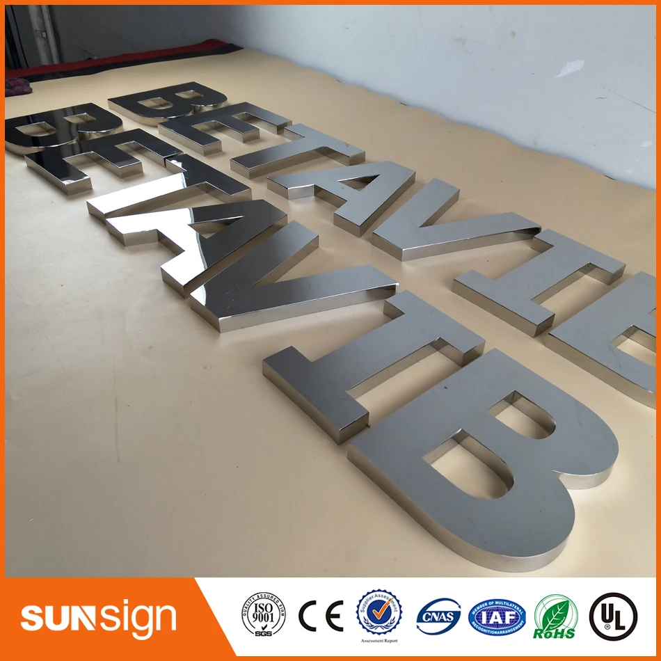 Disesuaikan factory outlet dilukis 3d stainless steel huruf