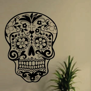 Pegatina de pared de calavera Calavera Punk Rock Personalidad creativa Pegatizadores de arte de pared de vinilo, calcomanías de calavera de azúcar H007 10 mejores ventas de decoración de calavera de azúcar - №10