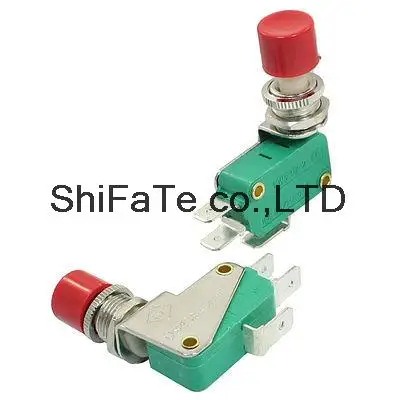 2pcs 16A 125/250VAC NO+NC 3-Terminal Red Pushbutton AC DC Miniature Micro Switch