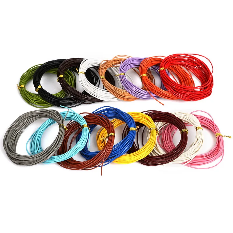 1mm 5M/Lot Craft Color Round Genuine real Leather Cord/Wire/Fashion Jewelry findings DIY necklace Bracelet Cords free shipping