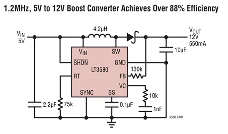 LT3580EDD LT3580IDD LT3580 - Boost/Inverting DC/DC Converter with 2A Switch, Soft-Start, and Synchronization