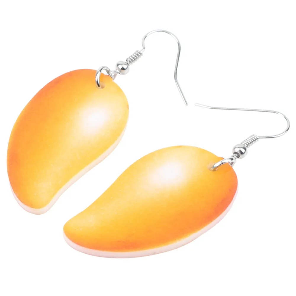 Bonsny Statement Acrylic Yellow Mango Earrings Big Long Dangle Drop Fashion Fruit Jewelry For Women Girls Teens Gift Wholesale image 3
