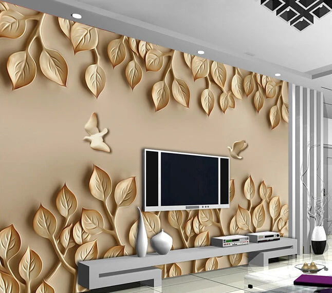 

Custom 3D wallpaper, embossed foliage for living room bedroom TV background vinyl papel de parede