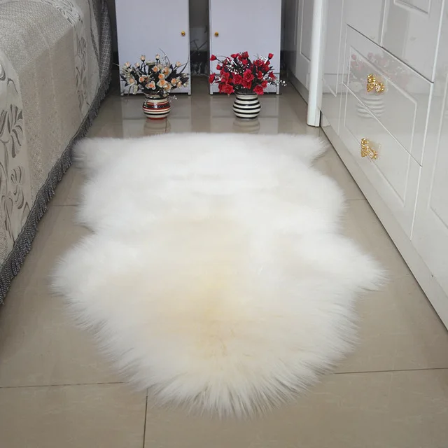 

drop ship 100% Fur Wool Carpet Bedroom Living Room Whole Sheepskin Cushion Sofa Cushion Bed Pad Sheep Skin Carpet Bedside Rugs