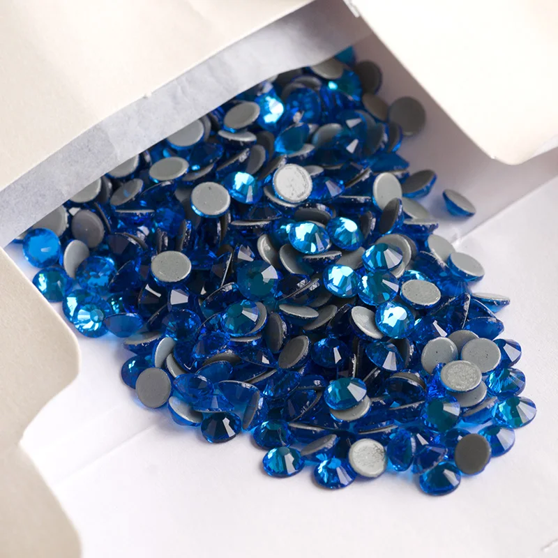 YANRUO 2028HF All Sizes Capri Blue Crystal Stone Flatback Hot Fix Iron On Strass Hotfix Rhinestones For Clothes