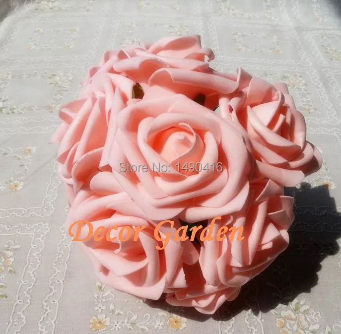 

Wholesale 50PCS 7CM PE Pink Artificial Foam Roses For DIY Wedding Bouquet Wrist Roses Flowers Home Floral Decor