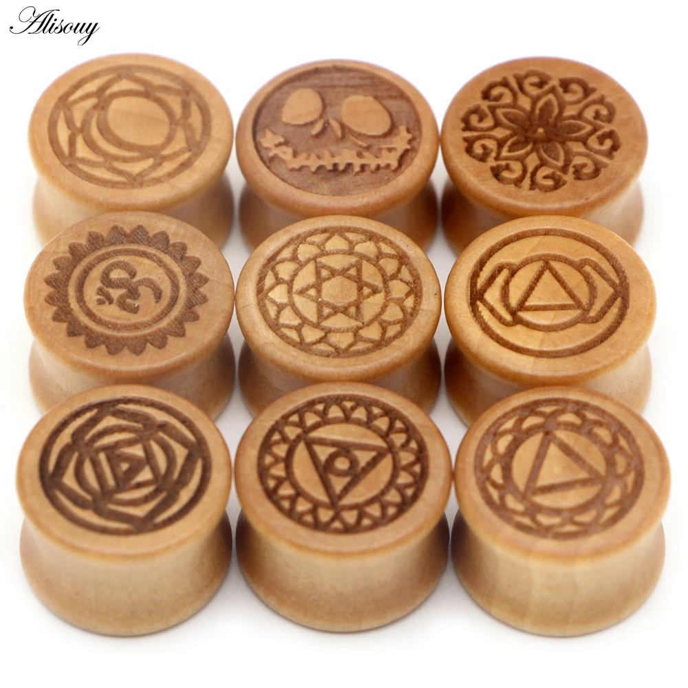 Alisouy 1pc Novel Natural Wood Ear Plugs Tunnels Jewelry Gauges 8-20mm Ear Tragus Expander Stretcher Body Piercing Jewelry