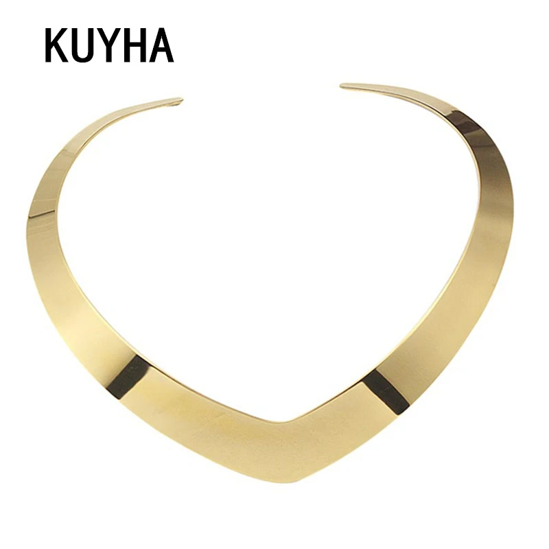 Collar Choker Necklace Neck Jewelry For Women Fashion 316L Stainless Steel Simple Personality Gold Torques Necklace