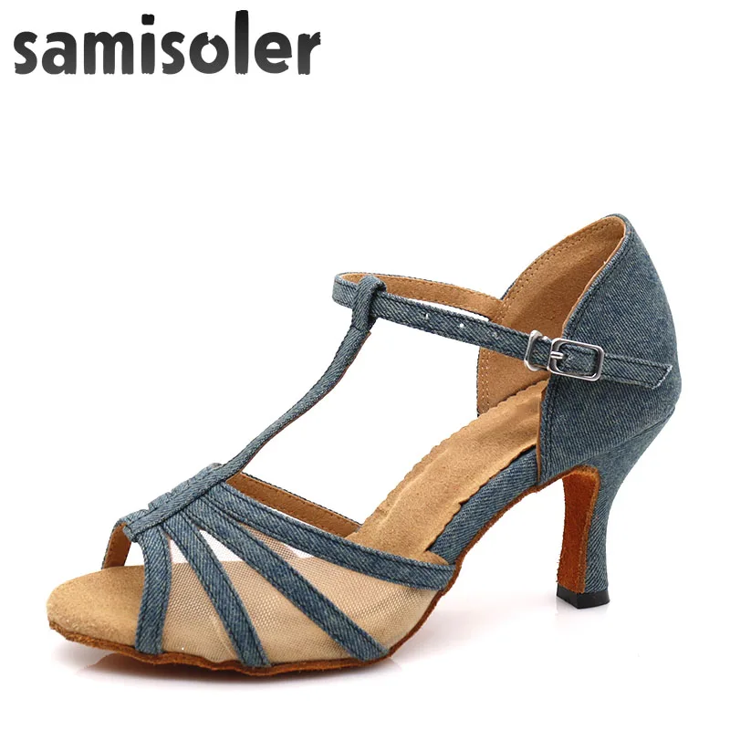 

Женские танцевальные туфли Samisoler, сатиновые, с мягкой подошвой, стразы, с бусинами из искусственной кожи, для латиноамериканских танцев, 2018