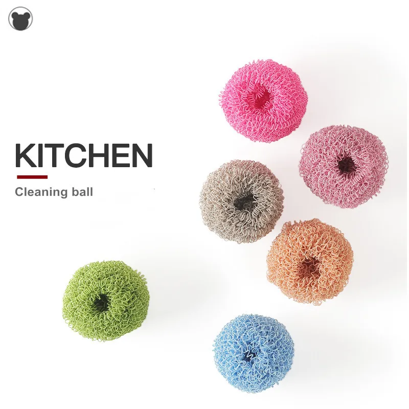 Kitchen Nano Cleaning Tools Ball Steel Wire Wool Scouring Pad Colourful Scrub Dishwashing cleaning tool Polishing Brush gadgets