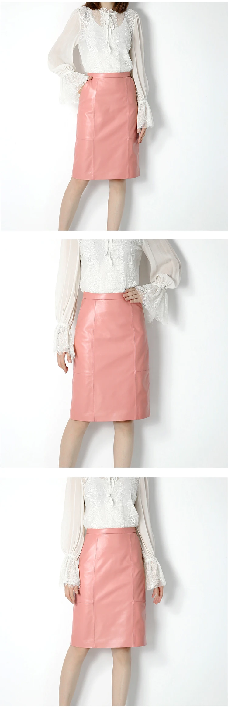 RYS8345 Winter NEW OL Genuine Leather Midi Long Wrap Skirt Ladies Elegant Simple Dark Green/Black/Pink/Blue Sexy Jupe Mujer Saia